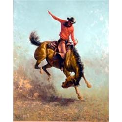 Chuck DeHaan (b.1933).  Oil on board. "West Texas Pleasure Horse." 30" x 26". Estimate $3,000-$4,…