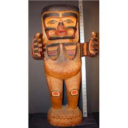 North West Coast Carved Totem, circa1940's-1950's. 30" tall. Estimate $800-$1,000.…