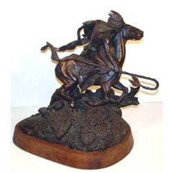 Kevin McCarthy (b.1955). Bronze sculpture. Indian on horse #6/20. 18.5" Tall. Estimate $1,000-$1,…