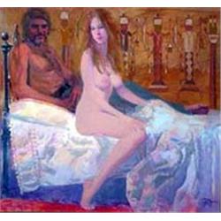 Donald "Putt" Putman (b.1929). Gouache. Bordello scene. Framed & matted under glass, sight size 1…
