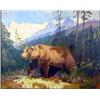 Image 1 : Jie Wei Zhou (b.1962). Oil on canvas. "Grizzly After Rungius." Signed "Chou" - Jerry Chou is the …