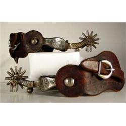 Silver Inlaid Mounted California Style Spurs. Excellent condition. Estimate $600-$800.…