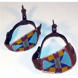 Iron Spurs With Indian Beaded Straps. Nice condition. Estimate $400-$500.…