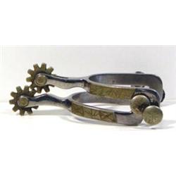 Crockett Child's Size Spurs. Stainless steel. Silver mounted. circa 1948-1955. Estimate $300-$400…
