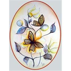 Gary L. Olds. Watercolor & ink. Butterflies. Framed & oval matted under glass, sight size 15.5" x…