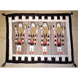 Navajo Indian Yei Rug, 4 figures, circa 1940's-1950's. 27" x 37". Estimate $400-$500.…