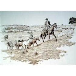 W. Crawford. Ink. "Summer's Over." Framed & matted under glass, sight size 14" x 19.5". Estimate …