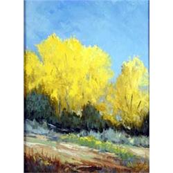 Jack D. Woods (b.1930). Oil on canvas. "Fall in New Mexico." 16" x 12". Estimate $400-$500.…