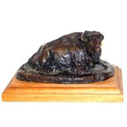 Robert Scriver (1914-1999). Bronze sculpture.  Paul's Bull.  3.5  x 6 . Estimate $400-$500.…