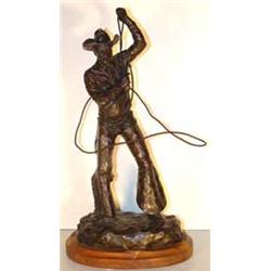 James Asher (b.1944). Bronze sculpture. "Roper." #1/35. 13" tall. Ex John Hampton collection. Est…