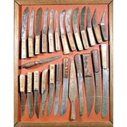 26 Knife Collection Display, Consisting Mostly of Types Used By Indians. Estimate $500-$750.…