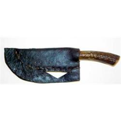 Bone Handled Knife in Tacked Leather Scabbard. Estimate $300-$400.…