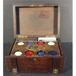 Poker Chip Set In Wood Box. Estimate $300-$400.…