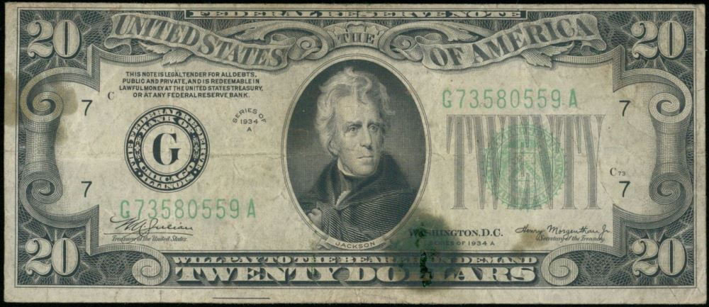 1934 20 dollar bill c series 2019 1934 20 dollar bill c series 2019