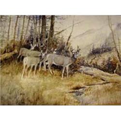 C.M. Russell (1864-1926). Watercolor.  Group of Deer.  12  x 16 . Estimate $60,000-$80,000.…