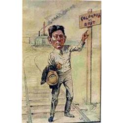 O.C. Seltzer (1877-1957). Watercolor.  Columbus or Bust.  17  x 11 . Estimate $5,000-$7000…