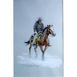 Olaf C. Wieghorst (1899-1988). Watercolor. Cowboy. 8.25" x 5.25". Estimate $4,500-$5,500.…