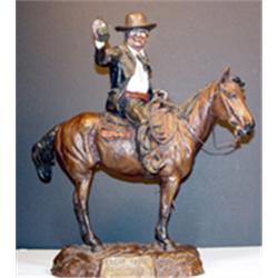 Jay Contway. Multi patina bronze sculpture. "C.M. Russell." #45/100. Inscribed "Great Falls Cente…