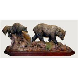 Joe Halko (b.1940). Original plaster sculpture. Family of bears. 8" x 17". Estimate $2,000-$3,000…