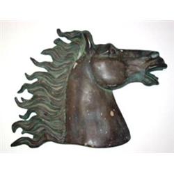 Bronze Horse Head Plaque found in St. Louis, MO. Wonderful piece of folk art. 16.5  x 20 . Estima…