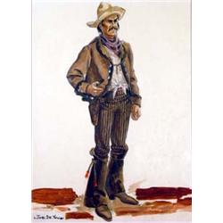 Joe DeYong (1894-1975). Watercolor.  El Vaquero.  Done for movies. 17  x 12 . Estimate $750-$1,00…