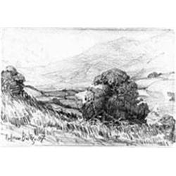 Carl Oscar Borg (1879-1947). Pencil. California landscape. 5" x 7". Estimate $800-$1,000…