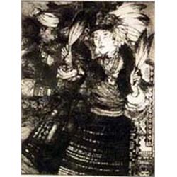Gene Kloss (1903-1996). Etching. "Feather Dancer - Domingo." #3/75 with poster. 15" x 12".  Estim…