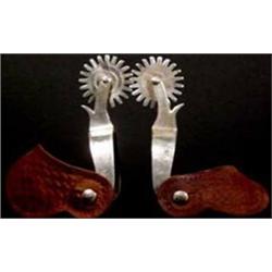 Large Nickleplated Engraved Spurs Owned by Bat-Jac - John Wayne's Production Company. Nicely engr…