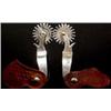Image 1 : Large Nickleplated Engraved Spurs Owned by Bat-Jac - John Wayne's Production Company. Nicely engr…
