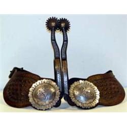 Buermann Silver Inlaid Spurs. Nice straps. Fine condition. Estimate $1,000-$1,500.…