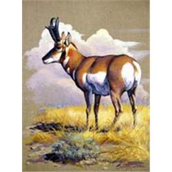 Elmer Sprunger (b.1919). Oil on canvas. "Antelope." 9.5" x 7.75". Estimate $750-$1,000.…