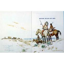 Nick Eggenhofer (1897-1985). Limited edition book with original watercolor.  Wagons, Mules & Men.…