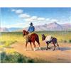 Image 1 : Lee Herring (b.1940). Oil on canvas. Cowboy & burrow. 16" x 20". Estimate $600-$800.…