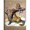 Image 1 : Elmer Sprunger (b.1919). Oil on canvas. "Winter Outgoing - Chipmunks." 14" x 11". Estimate $500-$…