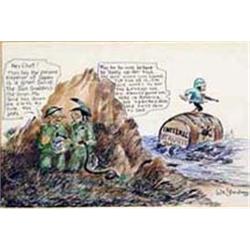 William Standing (1904-1951). Pen & ink. "WWII Scene" 10.5" x 14.5". Estimate $1,000-$1,500.…