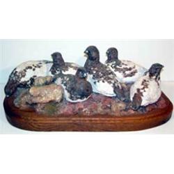 Joe Halko (b.1940). Original plaster sculpture. "Mountain Grouse". 9.5" x 21". Estimate $2,000-$3…