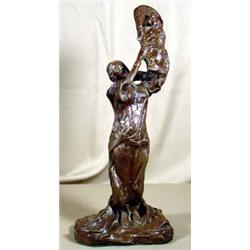 C.M. Russell (1864-1926). Bronze sculpture.  Offering to the Sun.  Ex John Hampton collection. 13…