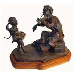 Gary Schildt (b.1938). Bronze sculpture. Fiddler. 16" x 17". Estimate $1,500-$2,000.…