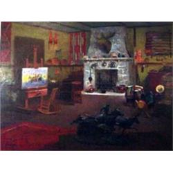 Rudolph Colao. Oil on canvas.  Remington's Last Studio . 30  x 40 . Estimate $4,000-$5,000.…