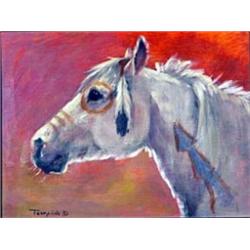 Emilie Touraine (b.1939). Oil on board. "Plains Indian Pony." 9" x 12". Estimate $1,000-$1,200.…