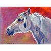 Image 1 : Emilie Touraine (b.1939). Oil on board. "Plains Indian Pony." 9" x 12". Estimate $1,000-$1,200.…