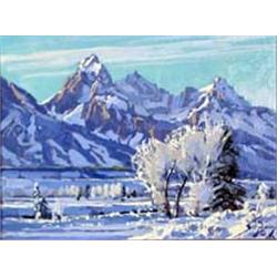 Conrad Schwiering (1916-1986). Oil on board. "Winter Memory." 9" x 12". Estimate $2,500-$3,000.…