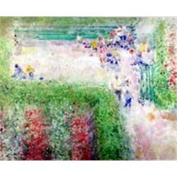 Chen Chi (b.1912). Watercolor. "In The Garden". 21" x 26". Estimate $6,000-$8,000.…