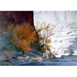 Ray Swanson (b.1937). Watercolor. "Canyon Shadow." Framed & matted under glass, sight size 20.5" …
