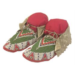 Sioux Indian Ceremonial Moccasins. Beaded top & bottom. Old & in excellent condition. 9.5" long. …