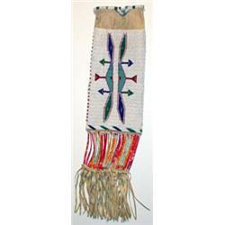 Sioux Indian Beaded & Quilled Pipe Bag. Almost beaded To top. Fine condition. 26" x 7". Estimate …