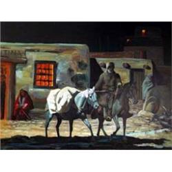 Roy Kerswill (1925-2002). Oil on canvas. "Trader Hitting Town". 30" x 40". Estimate $4,000-$5,000…