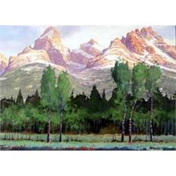 Roy Kerswill (1925-2002). Gouache. Mountain landscape. 18" x 26". Estimate $3,000-$4,000…