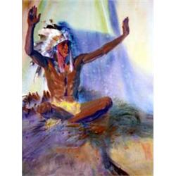 Donald "Putt" Putman (b.1929). Watercolor. "Appeal To The Great Spirit." 28" x 21". Estimate $2,5…