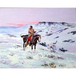 Ace Powell (1912-1978). Oil on canvas. "No Buffalo." Ex Otha Wearin collection. 16" x 20". Estima…